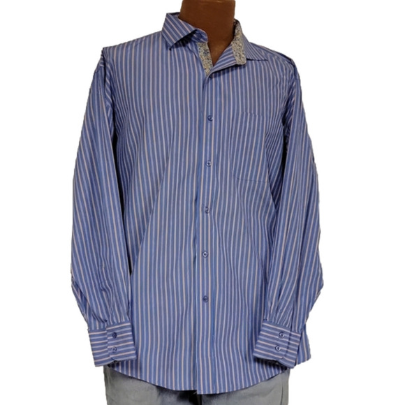 𝅺BOGARI men's button down long sleeve flip cuff dress shirt size xl - Picture 1 of 12